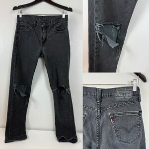 Levis 511 Jeans Mens 30x32 Black Slim Fit Distressed Stretch Denim Pants Ripped